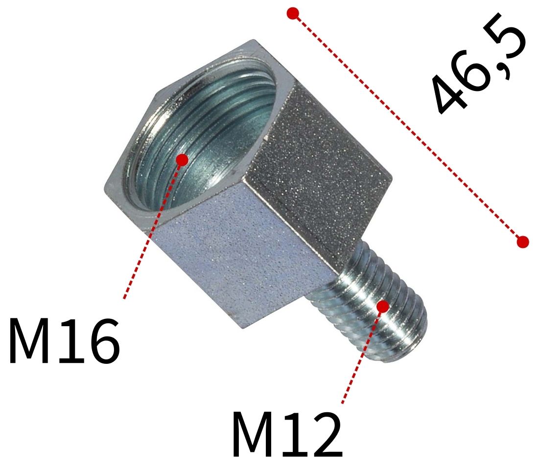 Переходник внутренняя/наружная резьба М16/M12 Fischer RD long 538080, оцинкованная сталь - фото
