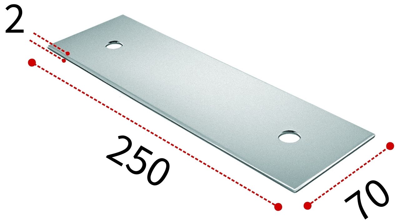 Пластина монтажная (соединитель бруса) 70x250 мм PM, оцинкованная сталь - фото