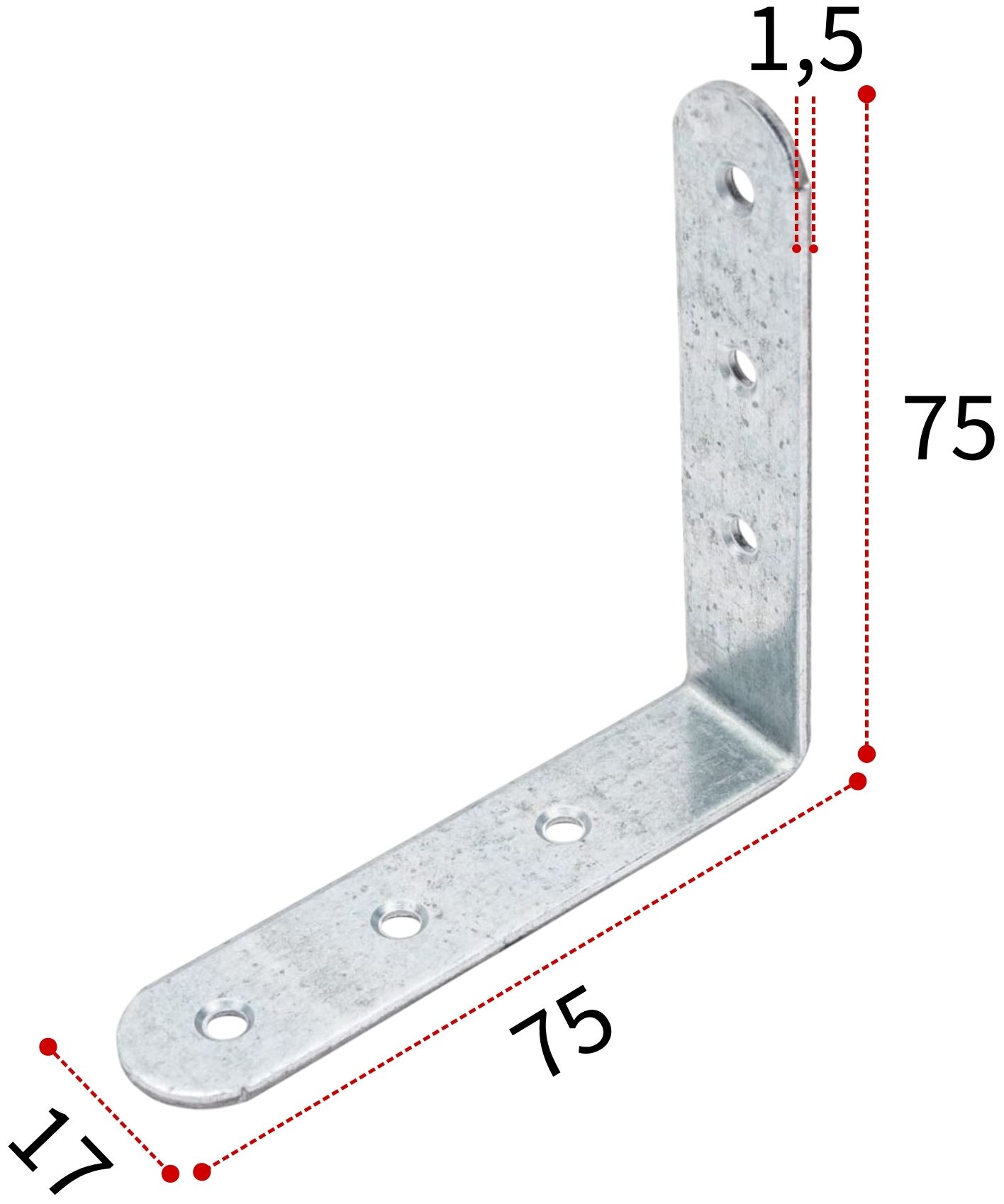 Изображение товара Уголок бытовой 75х75х17х1,5 мм UBKR, оцинкованная сталь Изображение товара Уголок бытовой 75х75х17х1,5 мм UBKR, оцинкованная сталь