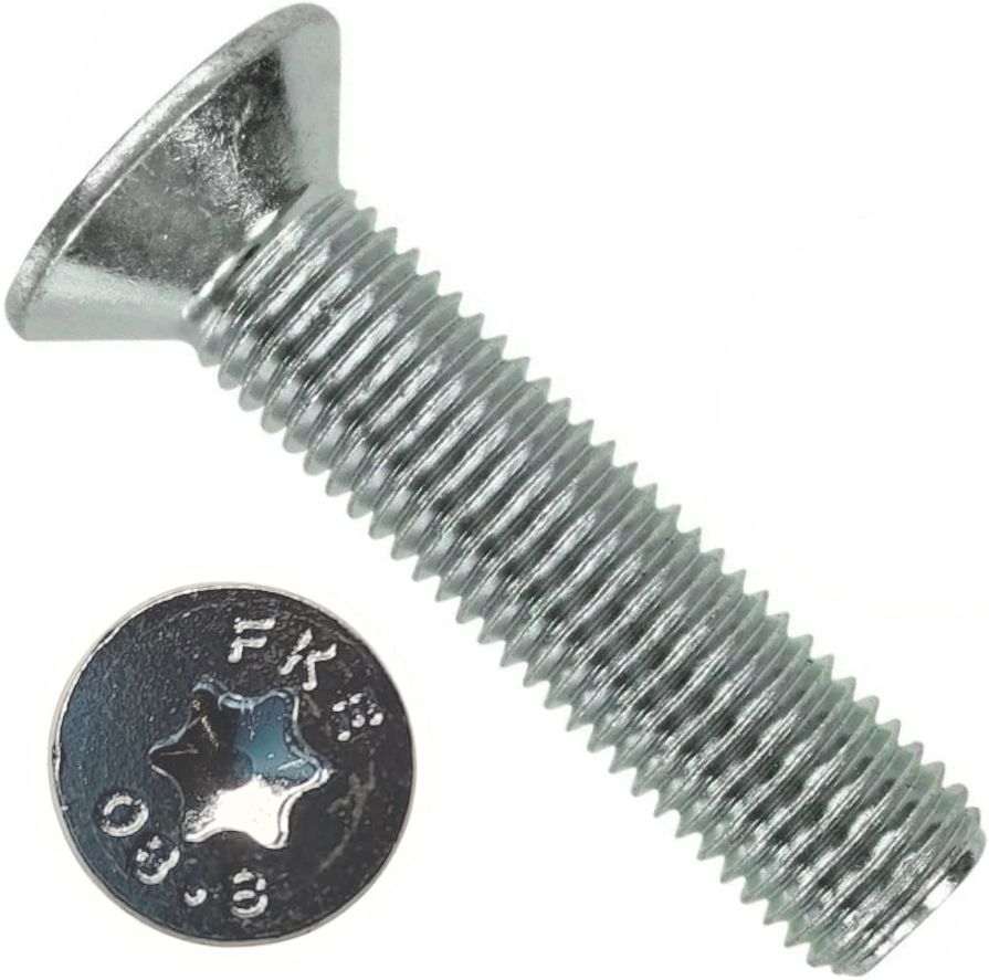 Винт с потайной головкой М5х25 мм Torx DIN 7991 (ISO 10642), класс прочности 8.8, оцинкованная сталь - фото