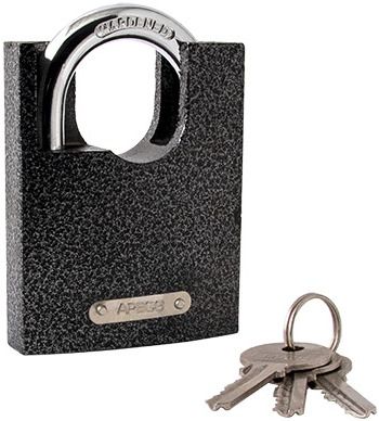 Изображение товара Навесной замок APECS PD-44-50 из чугуна со стальной дужкой и хромированным покрытием