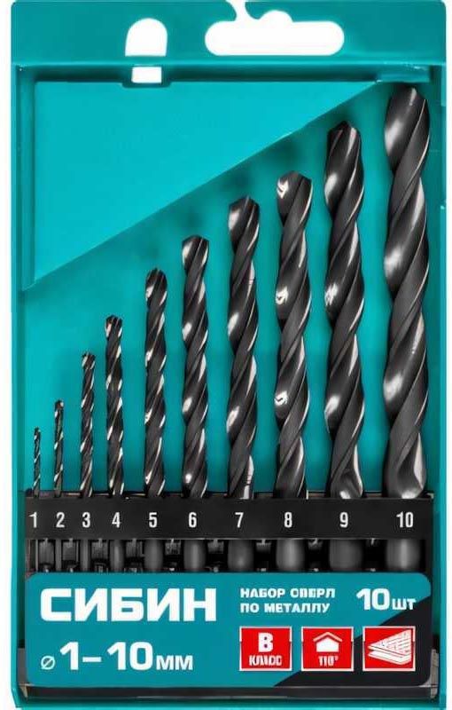 Набор сверл по металлу класс В быстрорежущая сталь СИБИН - фото