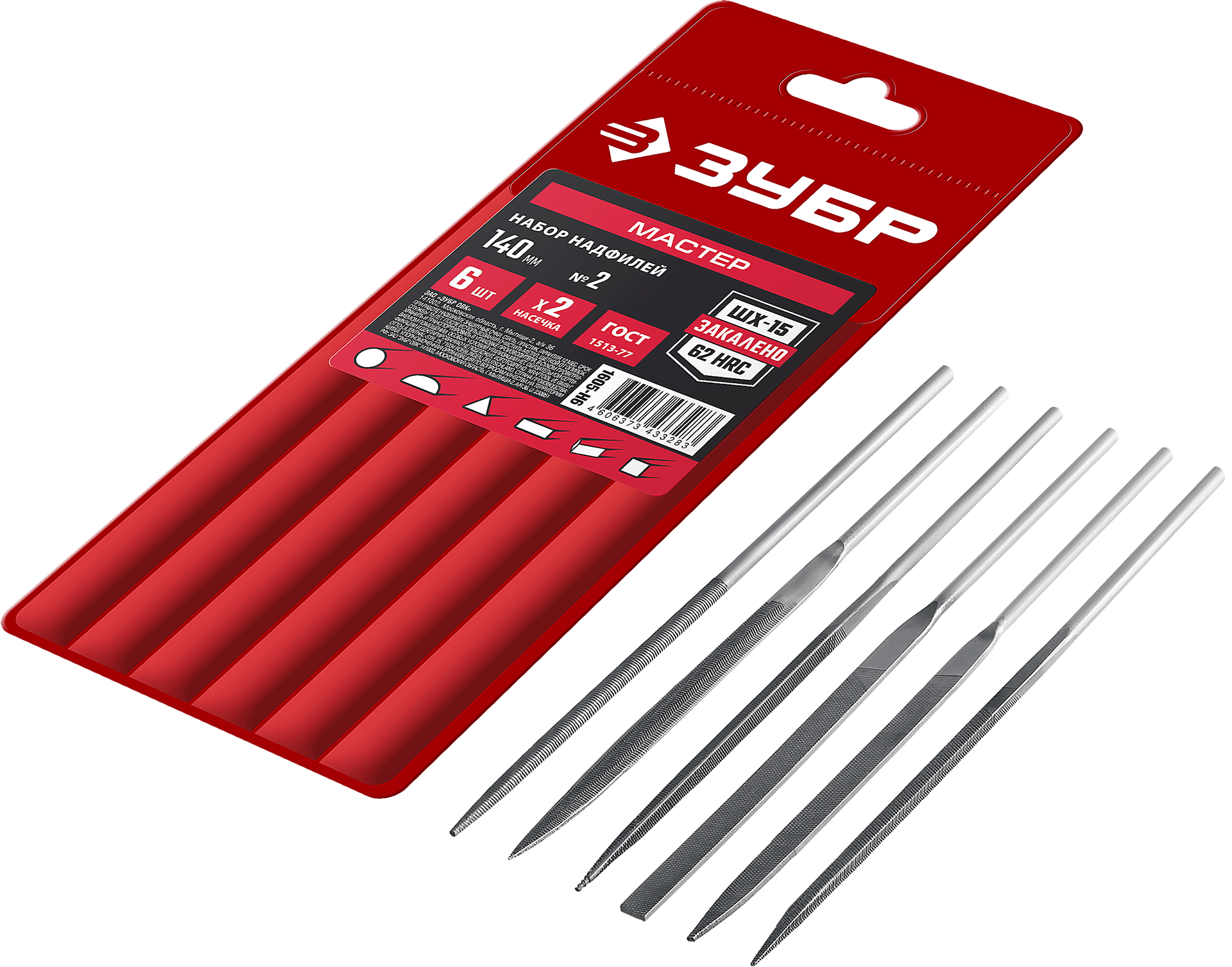 Набор надфилей 140 мм ЗУБР 1605-H6, 6 шт - фото