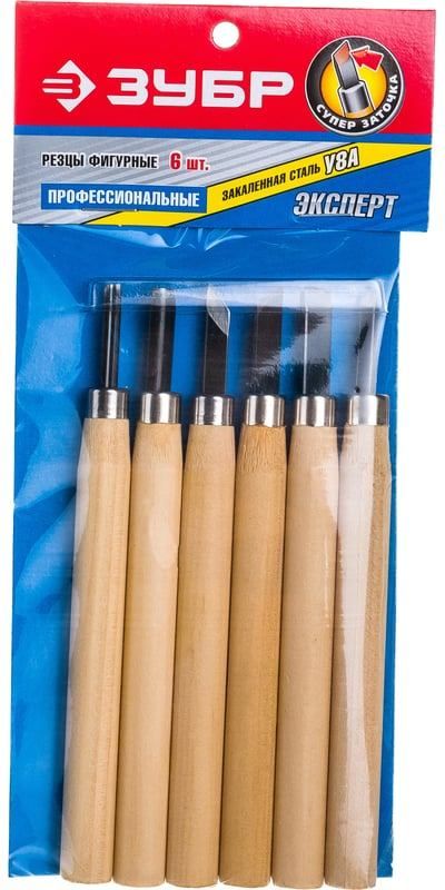 Набор резцов фигурных по дереву ЗУБР 18375-H6, сталь У8А, 6 предметов в блистере - фото