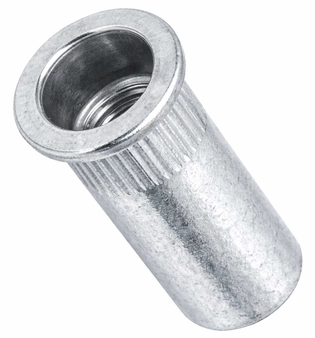 Резьбовая заклепка М6 с цилиндрическим бортиком и насечками, закрытая, сталь, 1 000 шт - фото