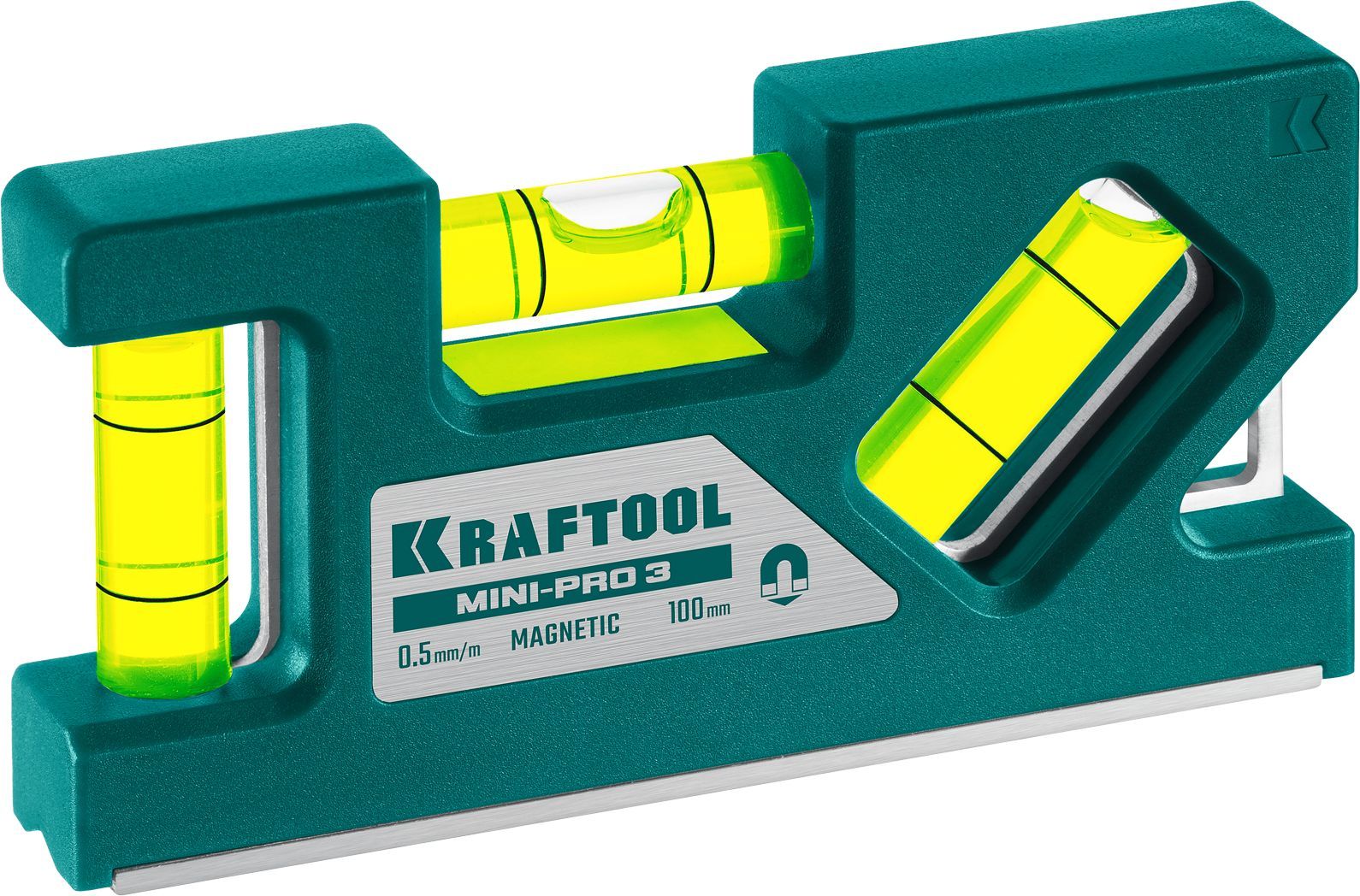 Изображение товара Уровень магнитный компактный 3 глазка 100 мм Kraftool Mini-Pro 3 34861-010