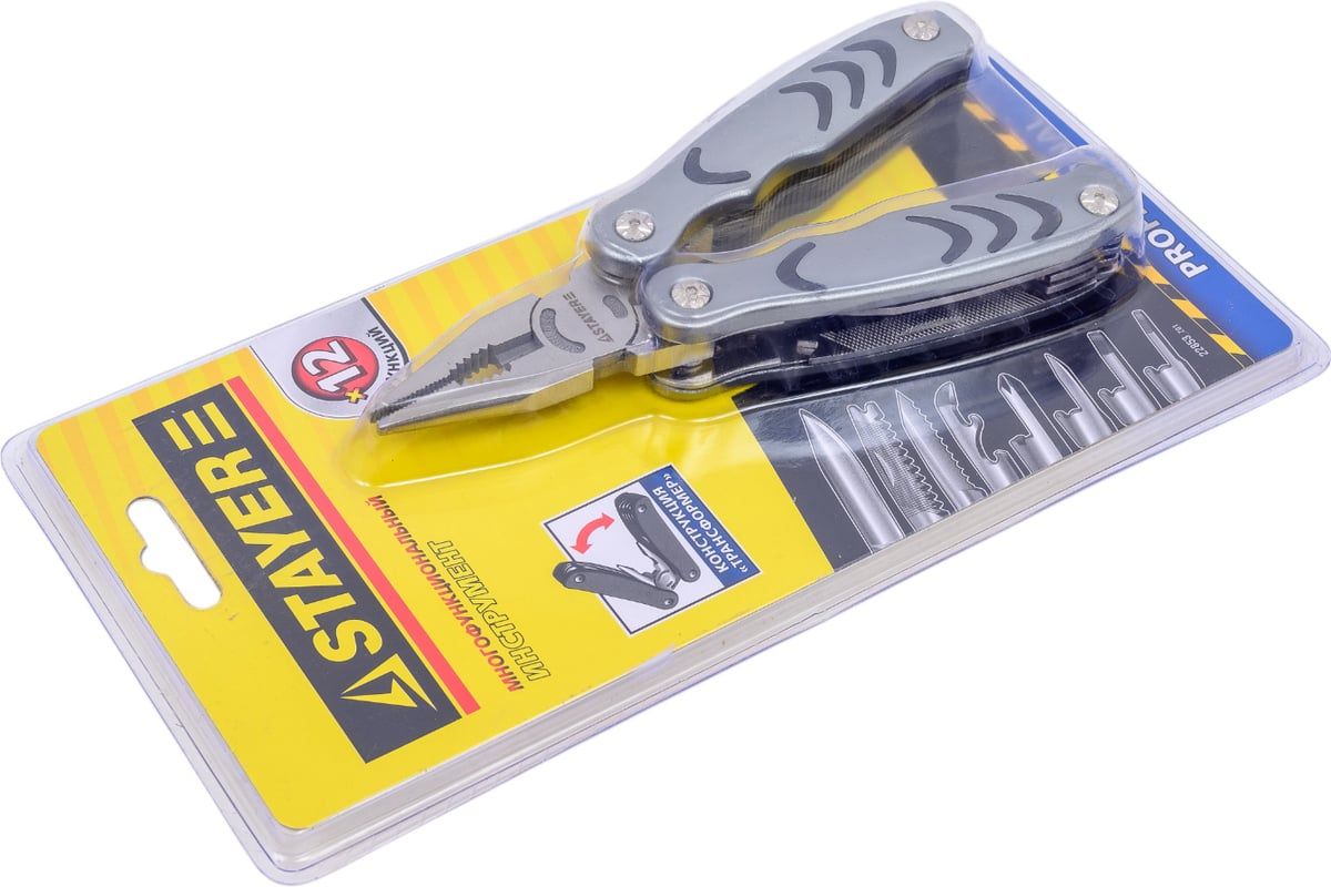 Инструмент многофункциональный мультитул 12 в 1 силовой Professional Stayer 22853 - фото