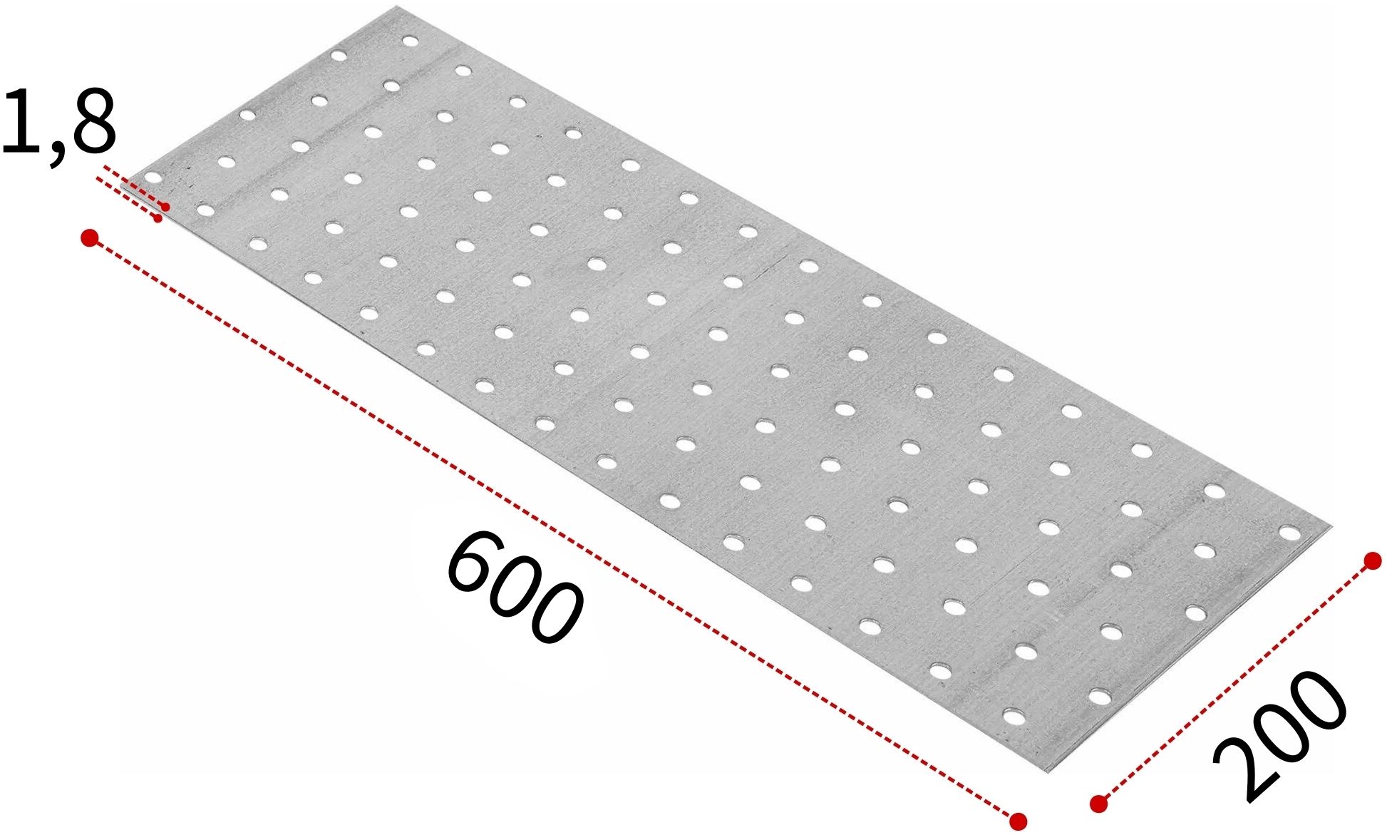 Пластина соединительная 200х600х1,8 мм ПС, оцинкованная сталь - фото