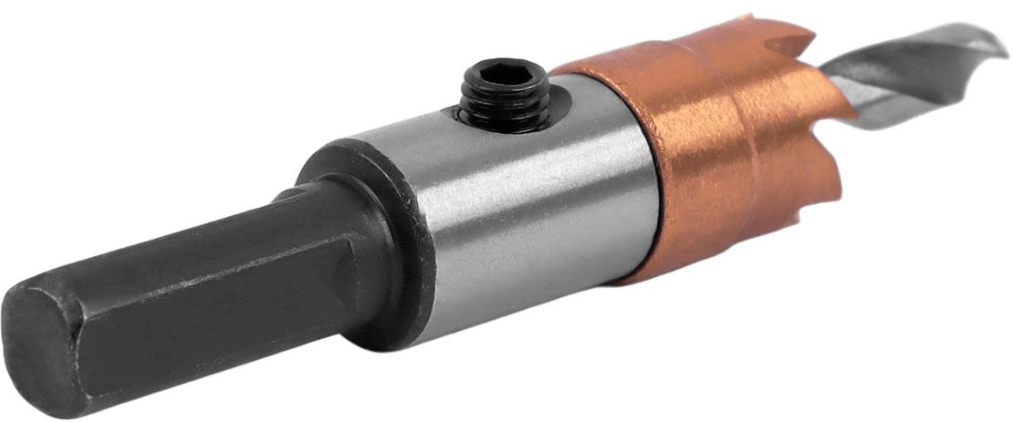 Коронка по металлу 12 мм с центрирующим сверлом без пружины, ц/х Messer 21-02-012, HSS-TiN - фото