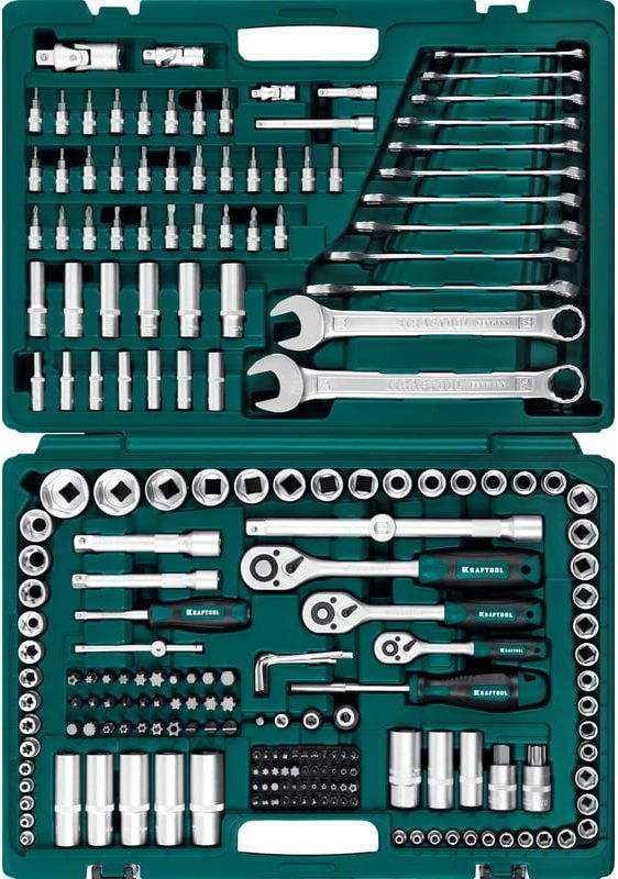 Набор инструмента универсальный 1/2"+3/8"+1/4" Kraftool X-Drive 27888-H216, 216 предметов - фото