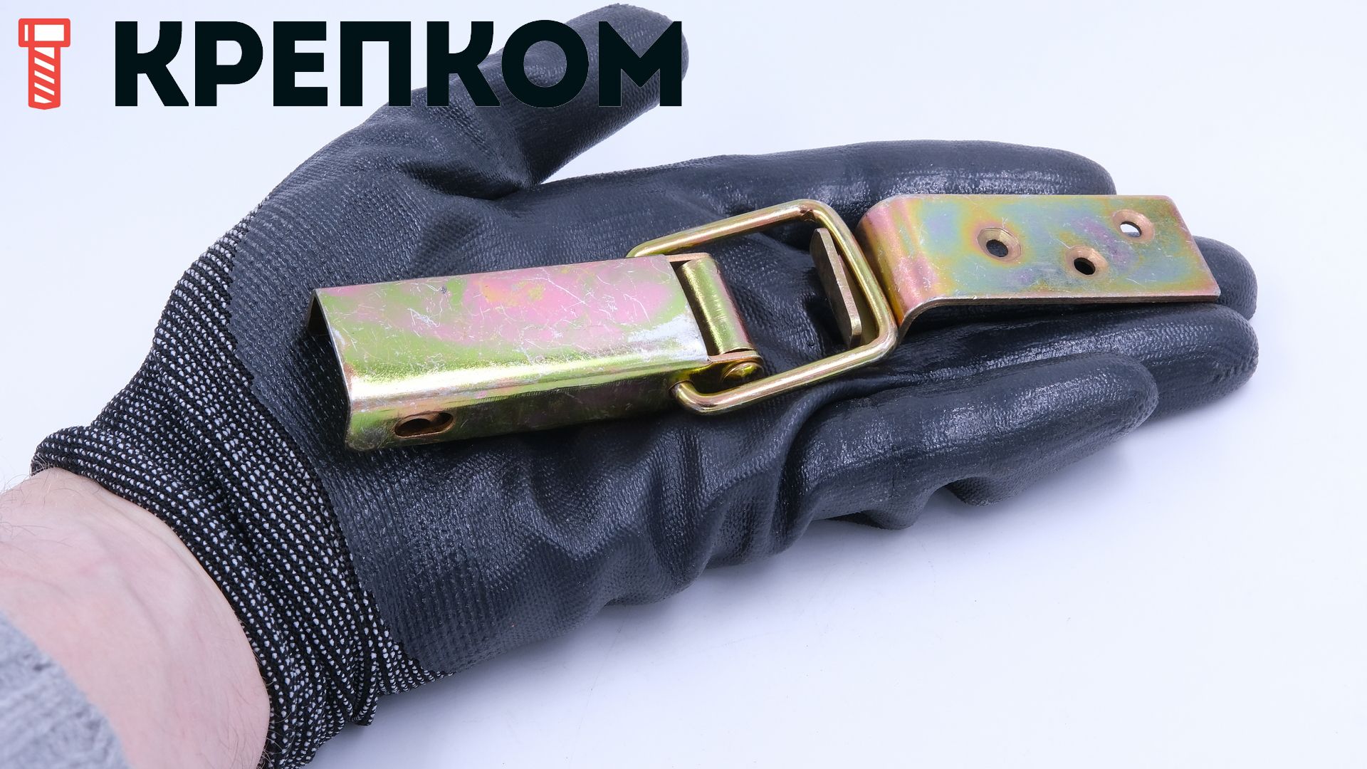 Замок-защелка для ящиков с отверстием для блокировки L=62 B63-3, желтый цинк - фото