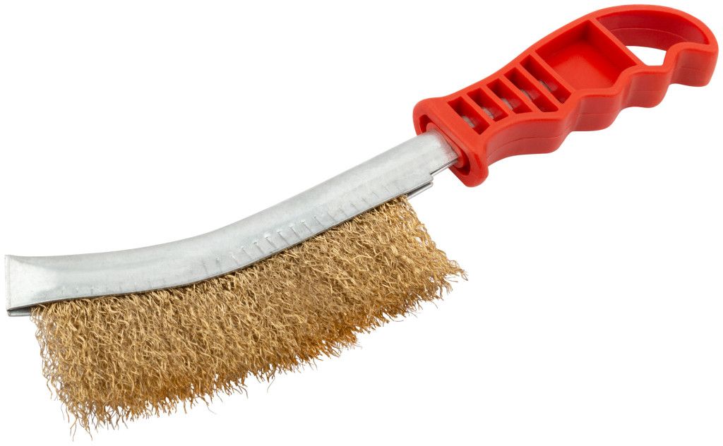 Щетка гофрированная ручная КУРС 38408, латунированная сталь - фото