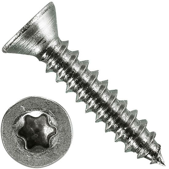 Саморез с потайной головкой 4,8х60 мм T25, ISO 14586 (DIN 7982) форма C, нержавеющая сталь А2 - фото