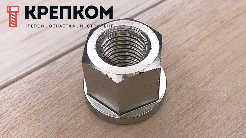 Гайка высокая с фланцем (с буртом) DIN 6331, нержавеющая сталь А4 - фото