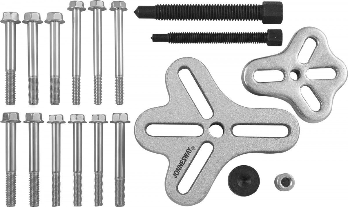 Съёмник многофункциональный с болтовыми захватами, диапазон 30-120 мм Jonessway AE310051, набор - фото