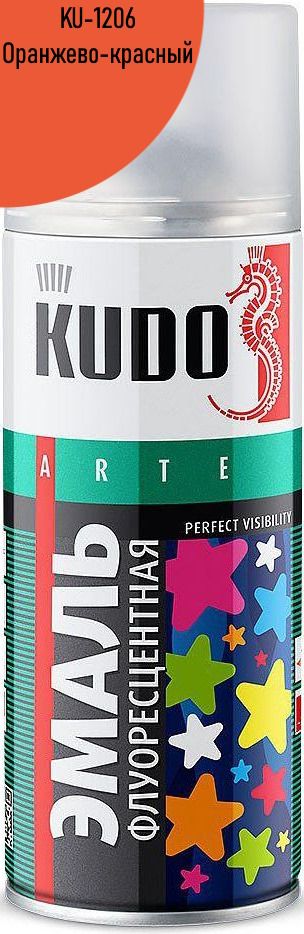 Изображение товара Эмаль флуоресцентная Kudo KU-1206 520 мл оранжево-красная