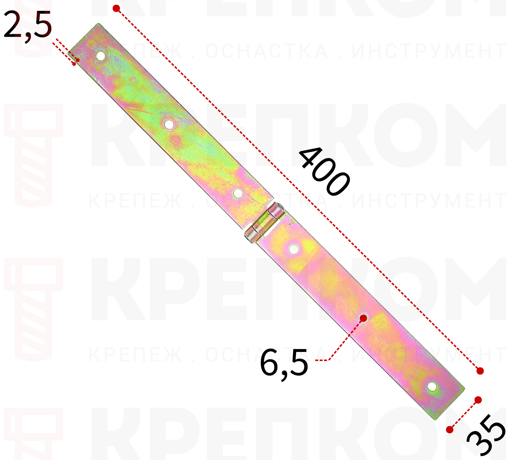 Петля для ящиков 400х35 мм Gah Alberts 315900, желтый цинк - фото