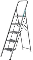 Стремянка 5 ступеней, 118 см, c широкими обрезиненными ступенями СИБИН 38807-05, сталь