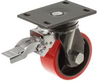 Изображение товара Колесо сверхбольшегрузное полиуретановое с тормозом, поворотное 150 мм SHPB 63