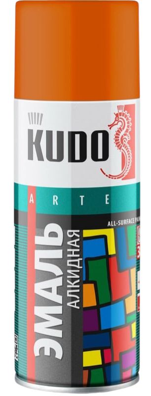 Эмаль универсальная 520 мл Kudo KU-1019, оранжевый глянцевый - фото