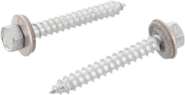 Саморез 6,5х200 с шестигранной головкой и EPDM-шайбой острый конец, 9057 (9180), нержавеющая сталь А2 - фото