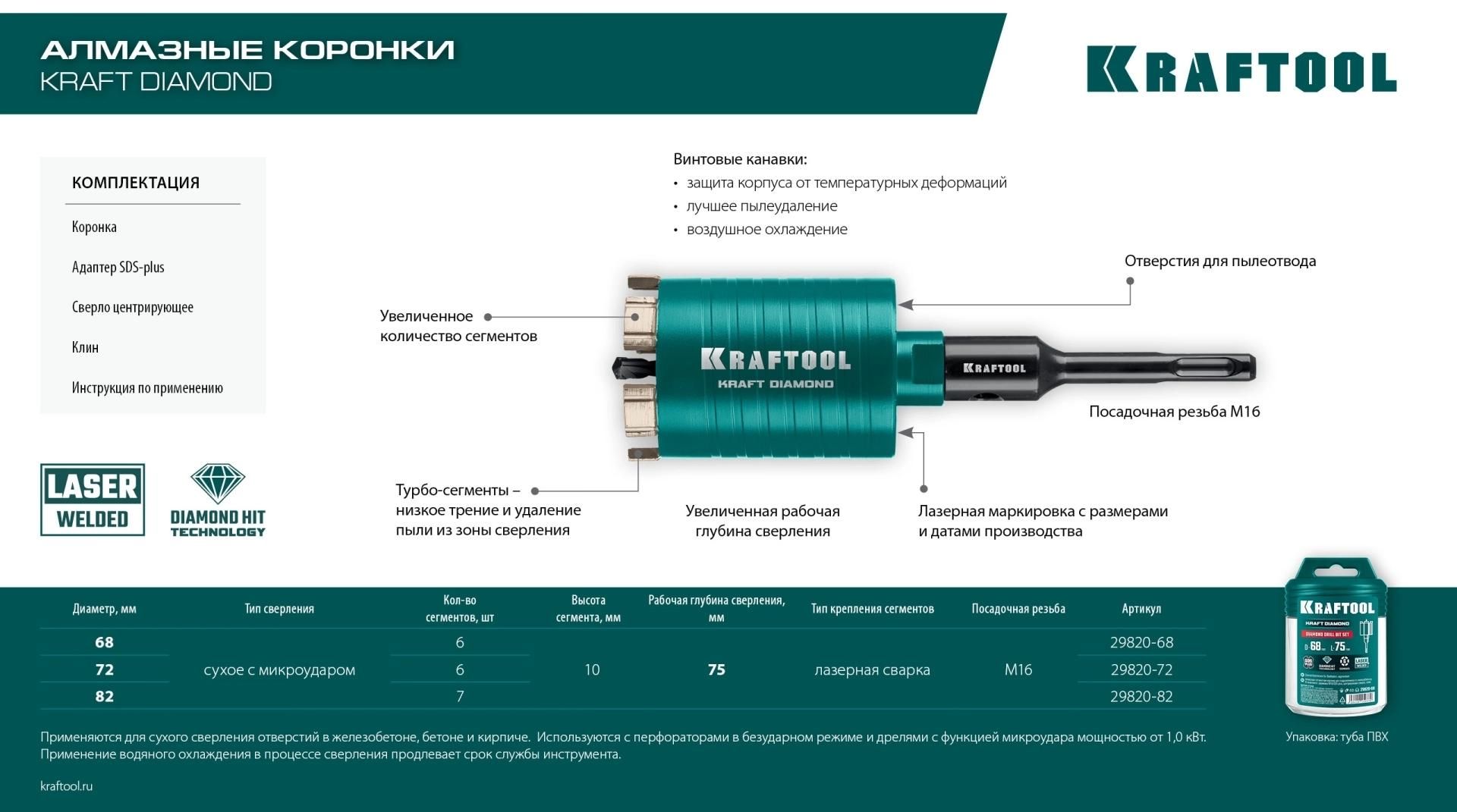Сверло центрирующее для алмазной коронки 8х120 мм Kraftool 29824-08 - фото