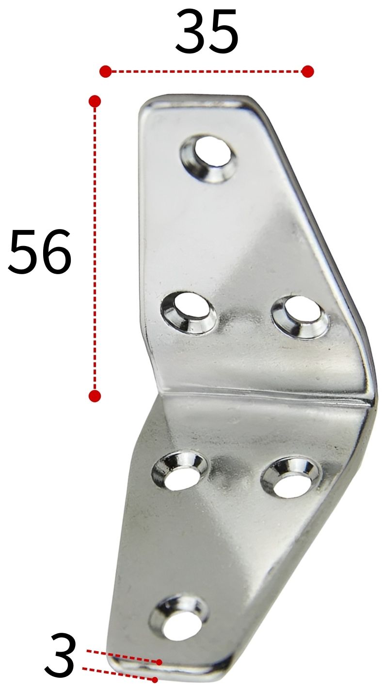Уголок мебельный трапецеидальный 56х35х3 мм, нержавеющая сталь А2 (М8341-2-B) - фото