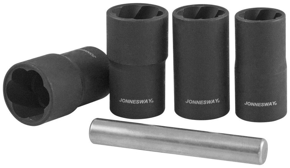 Изображение товара Набор спиральных головок для демонтажа поврежденного крепежа 1/2"DR, 5 шт, Jonnesway AN040120