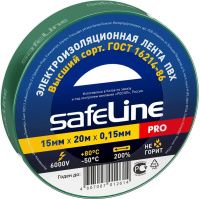 Изолента 15 мм 20 м Safeline 9364, зеленая