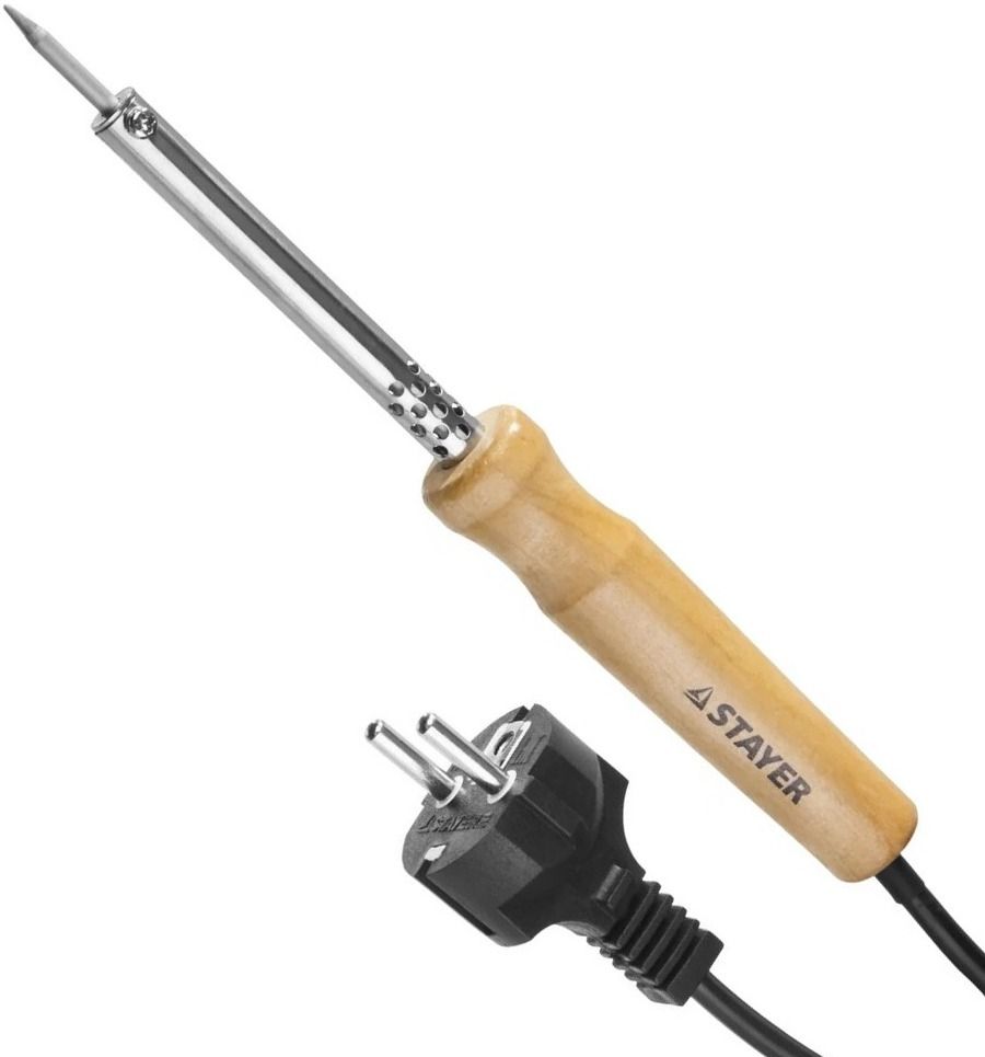 Паяльник электрический 25 Вт конусное жало деревянная рукоятка Stayer MAXTerm 55310-25 - фото