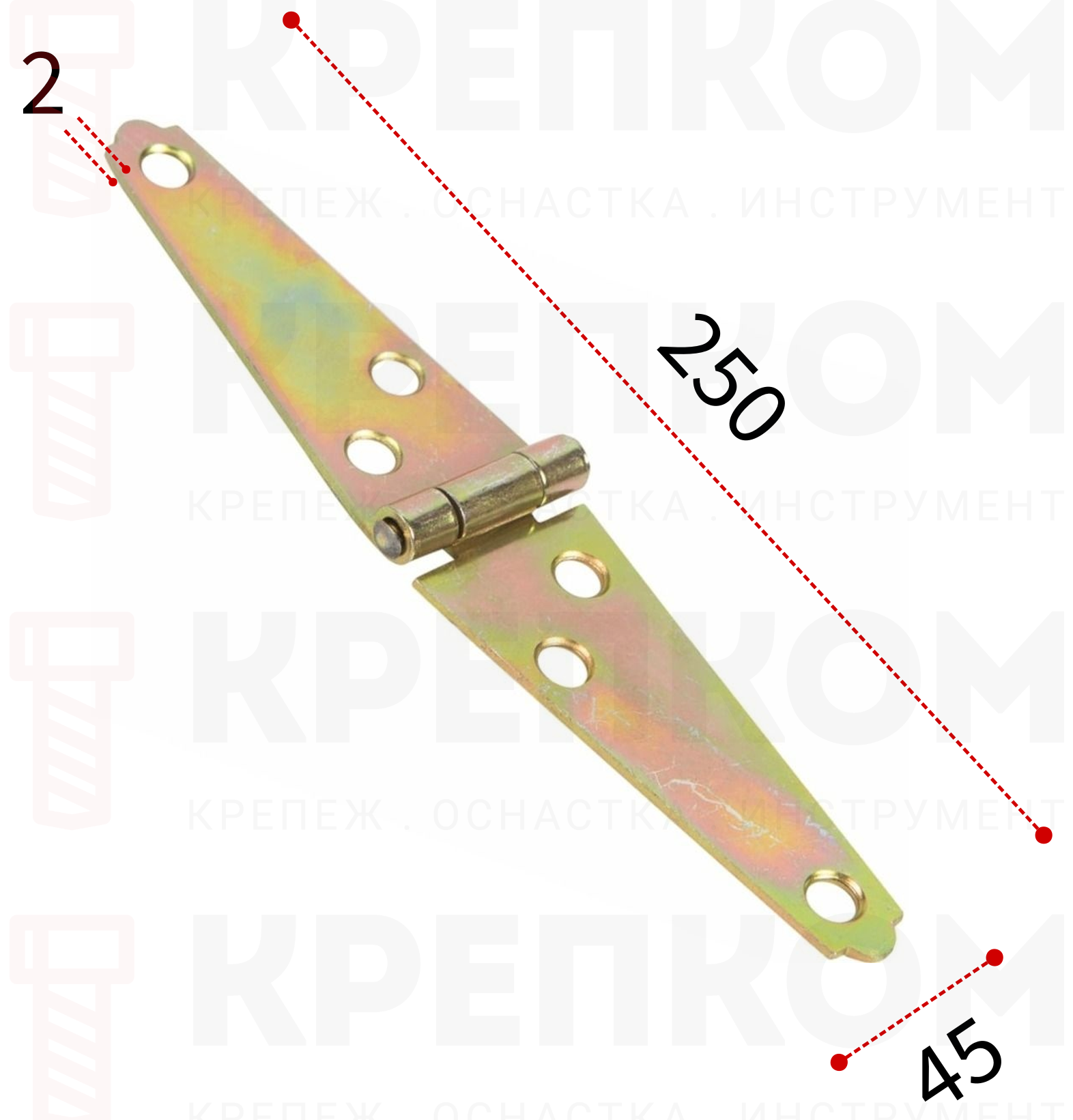 Петля треугольная для сундуков и яшиков 250х45х2 мм Domax ZTS200 8087, оцинкованная пассированная сталь - фото