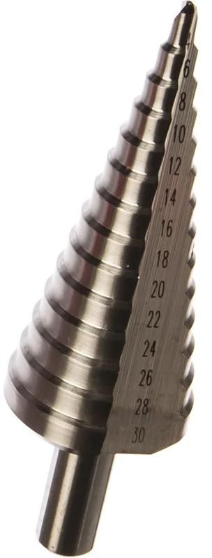 Сверло ступенчатое 4-30 мм, хвостовик 10 мм HSS Messer 19-14-430, 14 ступеней - фото