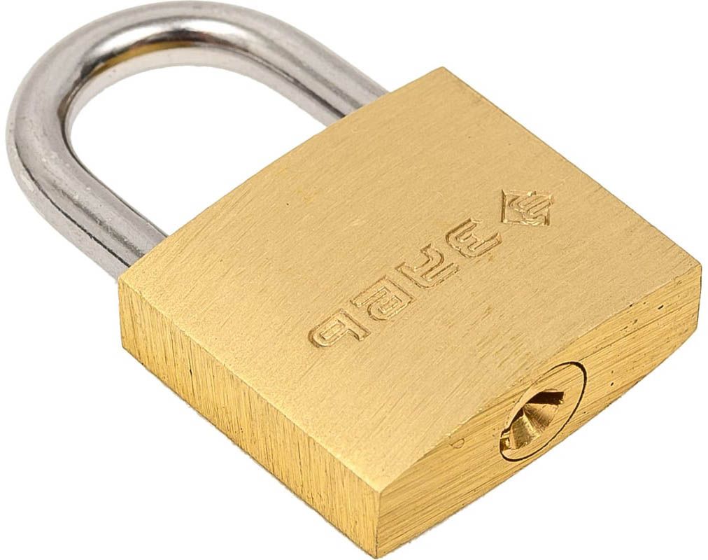 Мини-замок навесной 25 мм Профессионал ЗУБР 37130-25, латунь - фото