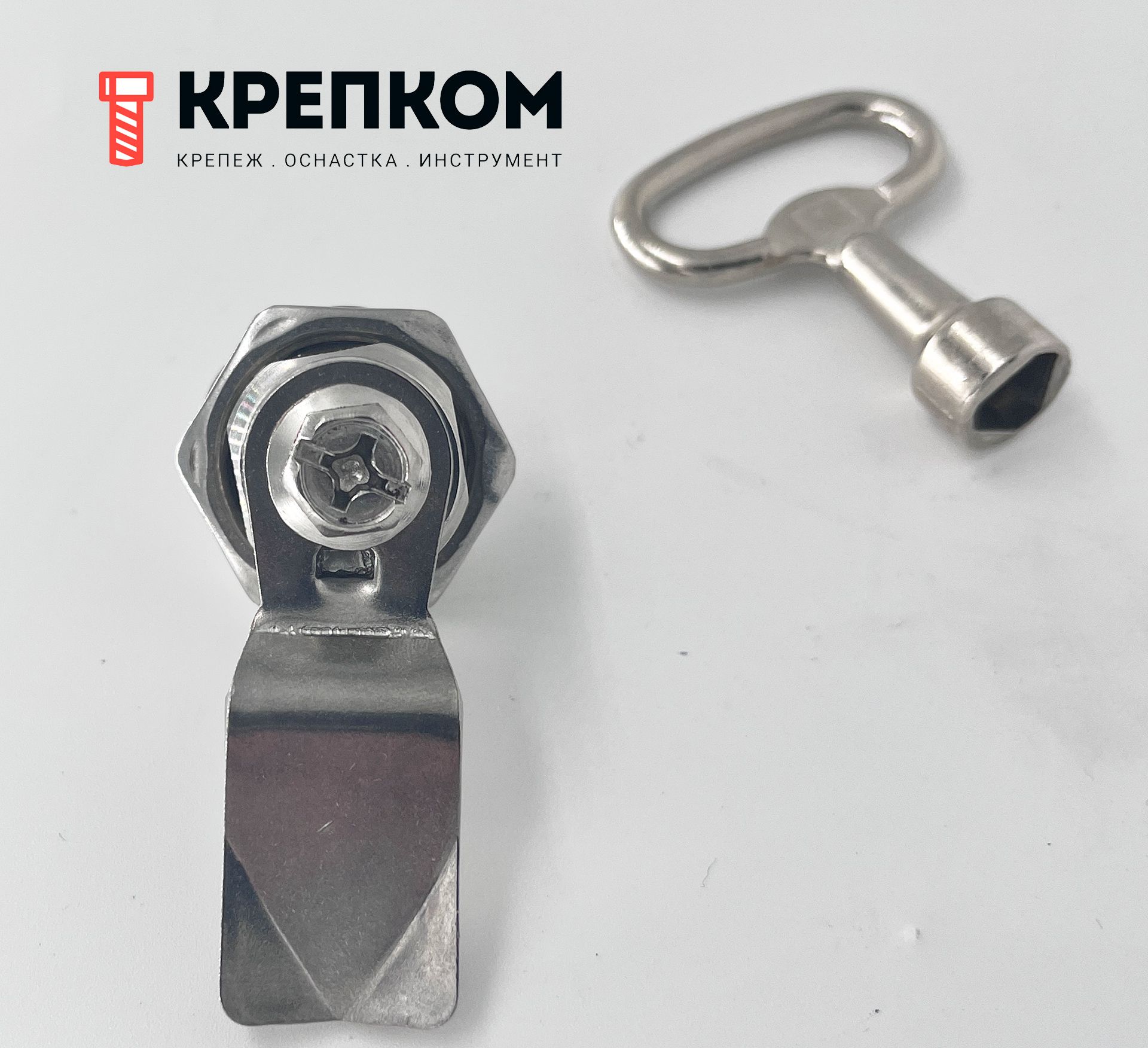 Замок щитовой треугольный FD25C-2DK, нержавеющая сталь А2 - фото