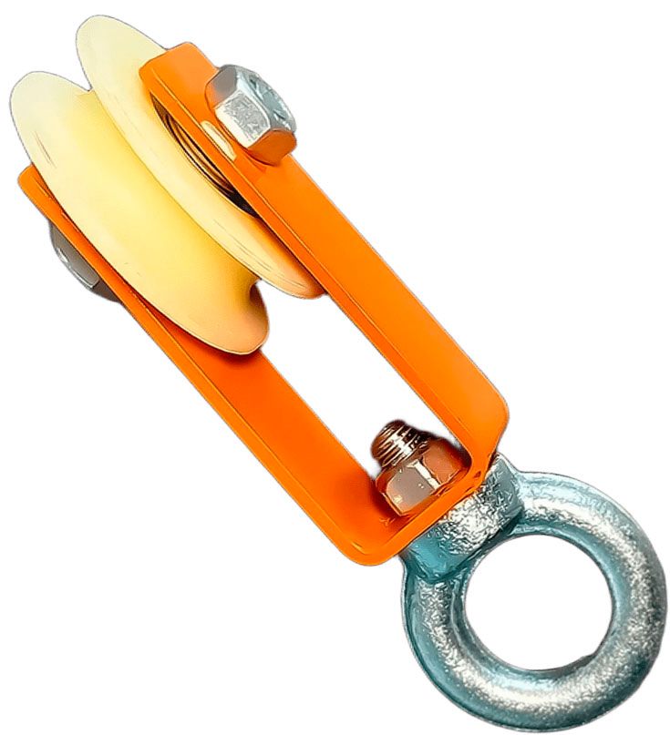 Блок монтажный с капролоновым роликом и рым-болтом 10х50 мм БМРК, окрашенный - фото