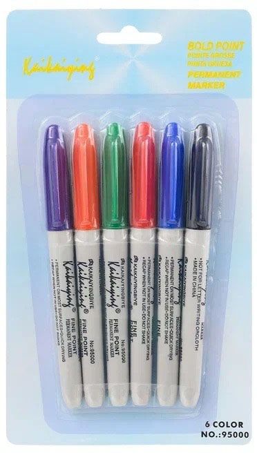 Набор перманентных маркеров 6 цветов, MC-95000-6 - фото