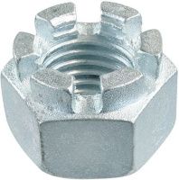 Гайка корончатая с мелкой резьбой М8х1 DIN 935, класс прочности 6, оцинкованная сталь