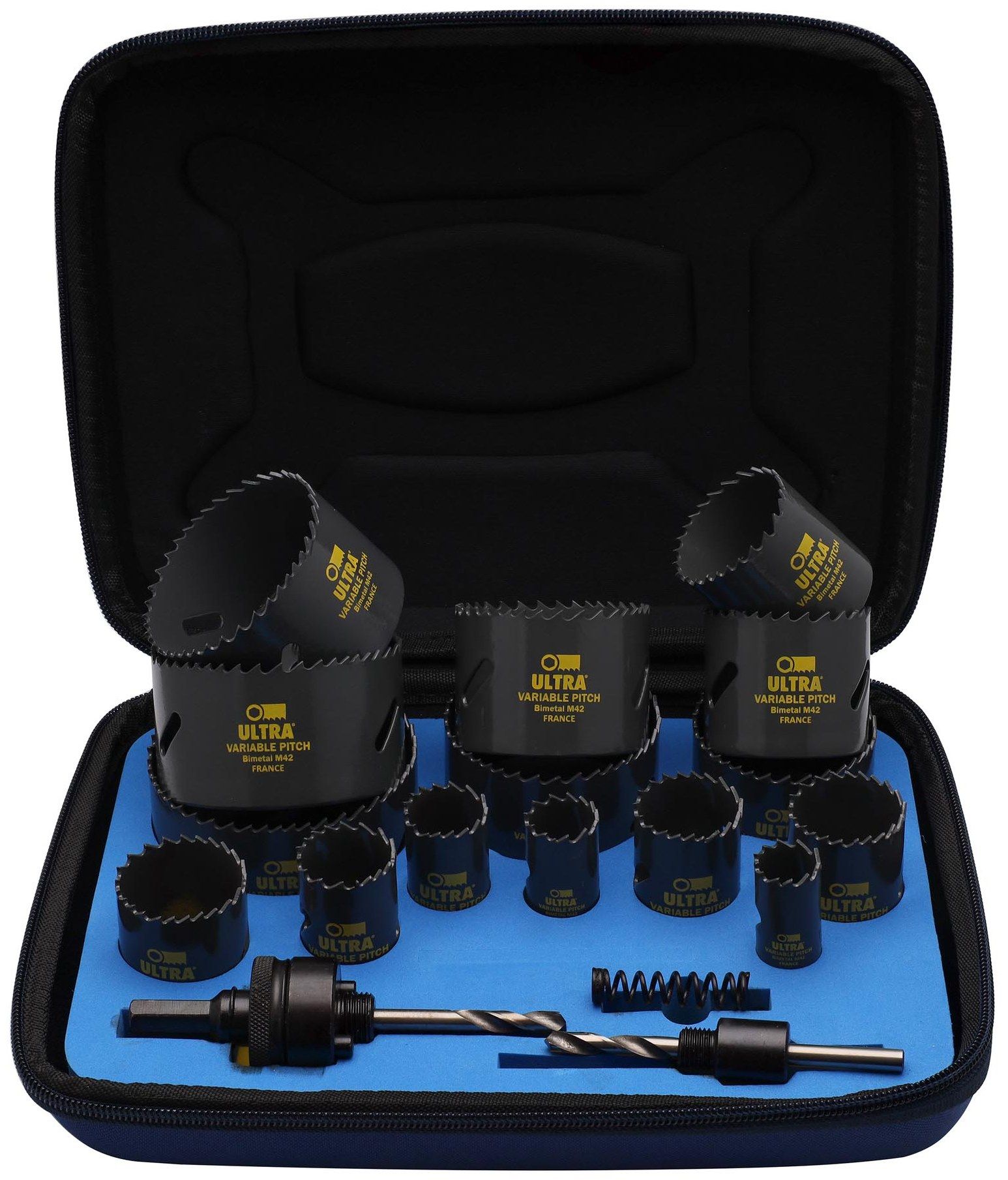 Набор коронок Bi-metall 19- 83 мм зубья HSSE-Co8 4 - 6 TPI Ultra SC 3841, 18 предметов - фото