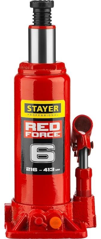 Домкрат гидравлический бутылочный 6 т 216-413 мм Stayer Red Force 43160-6_z01 - фото