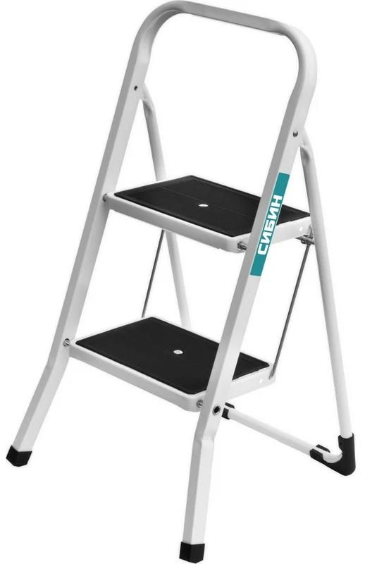 Стремянка c широкими обрезиненными ступенями СИБИН, сталь - фото