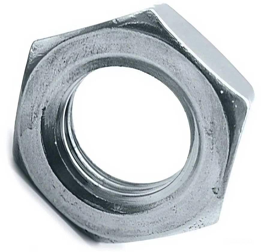 Гайка низкая с мелкой резьбой М20х1,5 с фаской DIN 439, класс прочности 8, оцинкованная сталь - фото