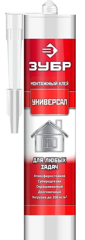 Изображение товара Универсальный монтажный клей ЗУБР 41331 300 мл белый для внутренних и наружных работ