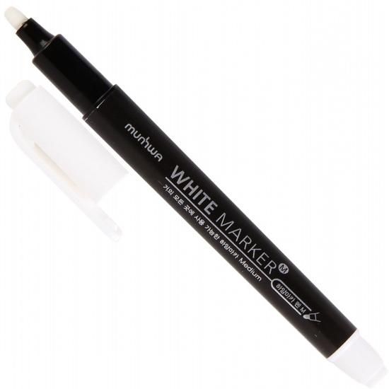 Маркер перманентный пулевидный 3 мм MunHwa WPMM-05, белый - фото