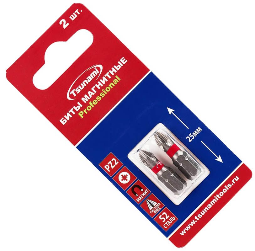 Набор бит PZ2 25 мм Professional Tsunami T26020010PZ2025 - фото