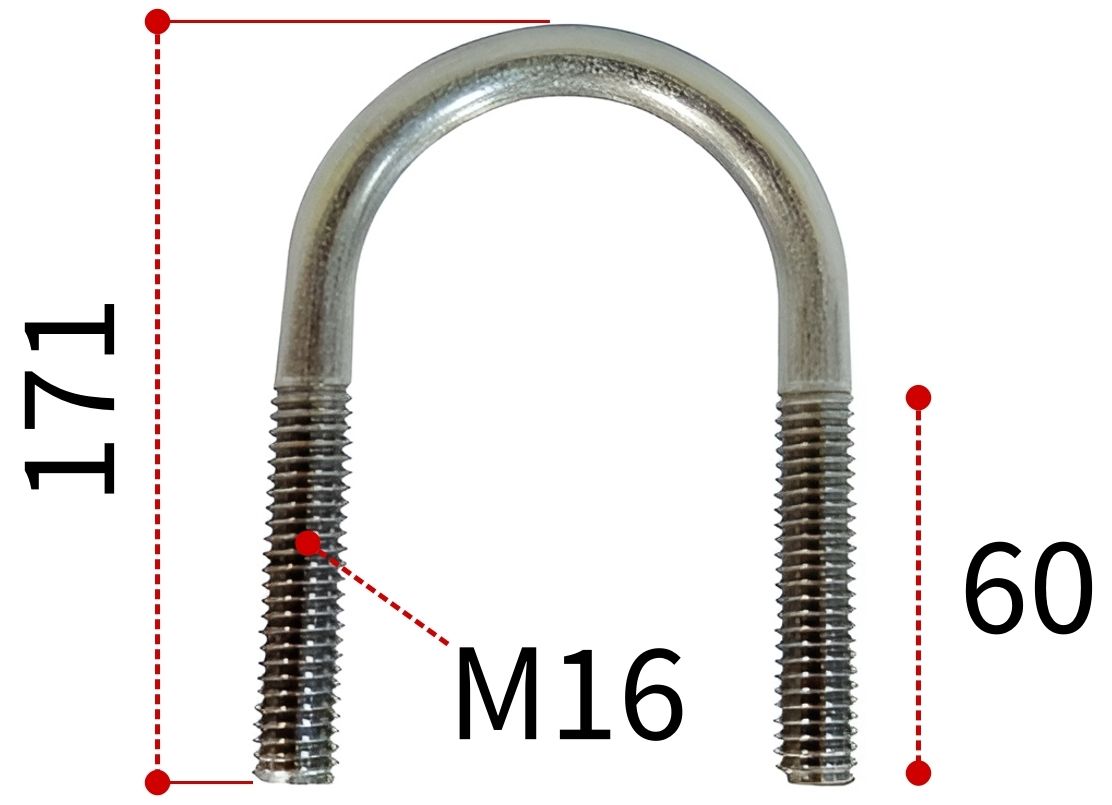 Скоба U-образная 120 под трубу диаметром 100 мм DIN 3570 form A, нержавеющая сталь А4 - фото