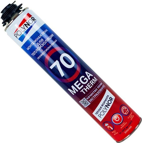 Пена монтажная теплоизоляционная зимняя 890 мл Polynor 70 Mega Therm 20610з - фото