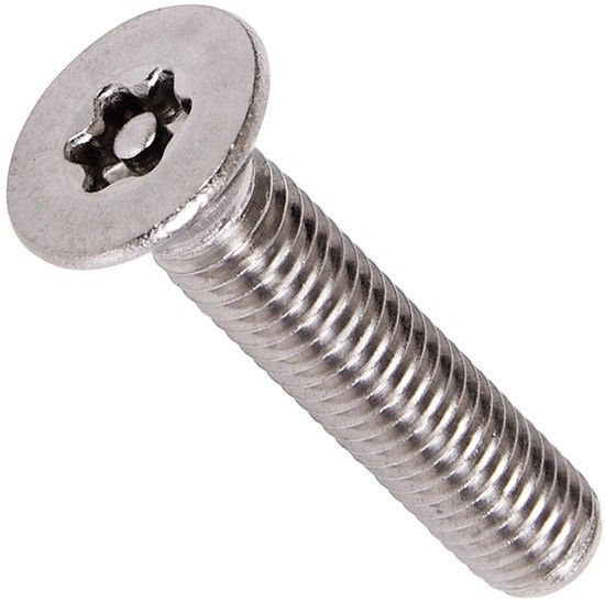 Винт потай М3х8 DIN 7991 со шлицем TORX-pin T10, нержавеющая сталь А2 - фото