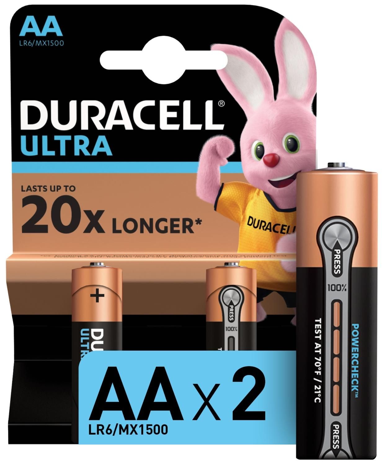 Изображение товара Батарейки Duracell Ultra AA 1, 5 В, 2 шт - надежные щелочные пальчиковые батарейки