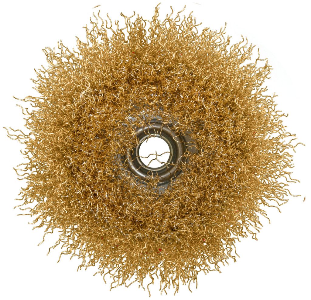 Щетка-крацовка чашечная для УШМ, витая стальная латунированная проволока 0,3 мм FIT - фото