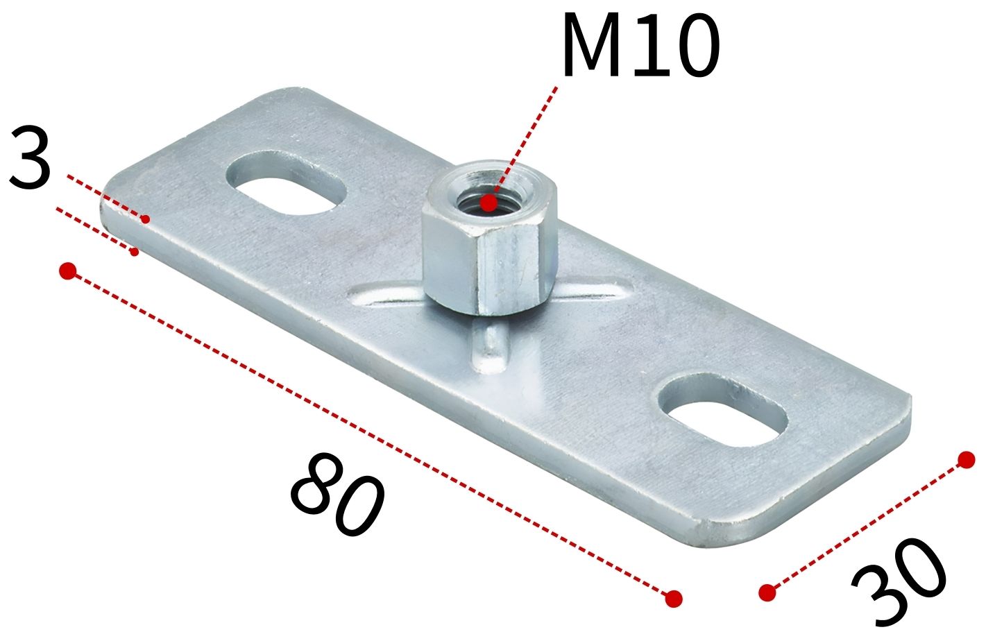 Пластина опорная с гайкой М10 Fischer GPL 079666, оцинкованная сталь - фото